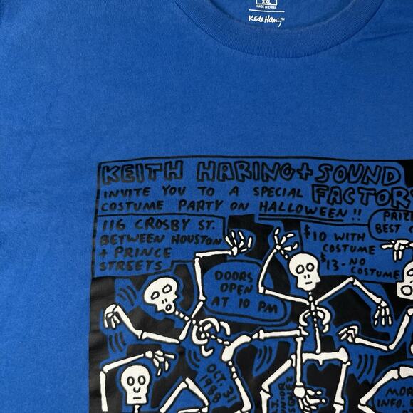 Keith Haring Shirt Mens 2XL Blue Art Sound Music Graphic New York UNIQLO - Picture 7 of 10